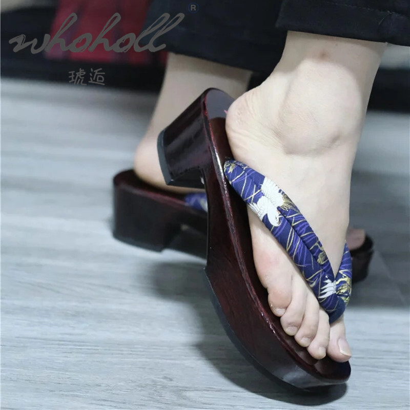 Geta Wooden Sandal - Japonês de madeira ganha verão feminino
