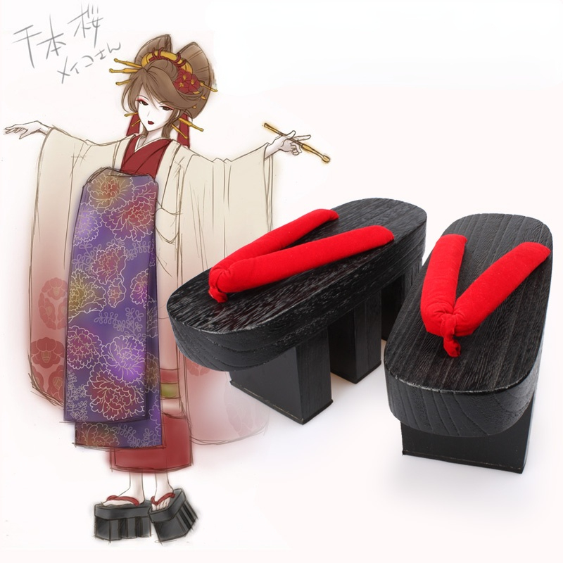 Geta Wooden Sandal - Mulheres Sapatos de madeira japoneses GETA